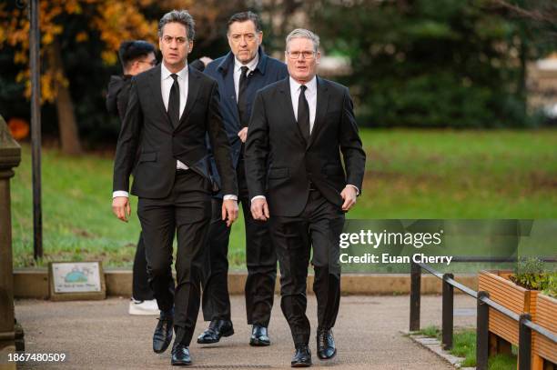 Shadow Secretary of State for Energy Security and Net Zero, Ed Miliband, and Leader of the Labour Party, Sir Keir Starmer attend the memorial service...