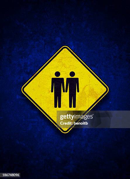 warning same sex union - homosexual stock illustrations