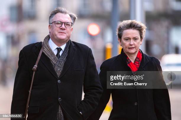 Former Labour politician Ed Balls and wife Shadow Home Secretary Yvette Cooper attend the memorial service for former Chancellor of the Exchequer...