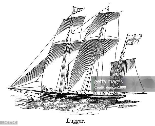 lugger - trawler stock illustrations