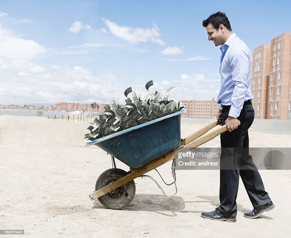 Rich man carrying money