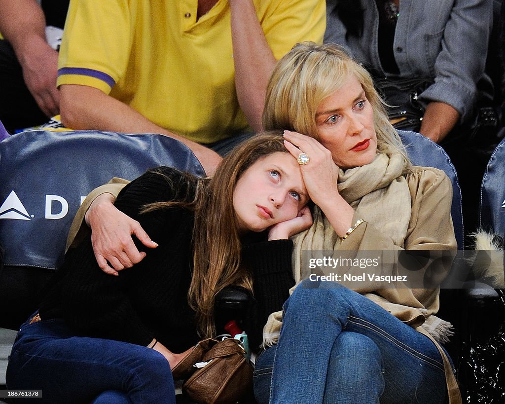 Celebrities At The Los Angeles Lakers Game