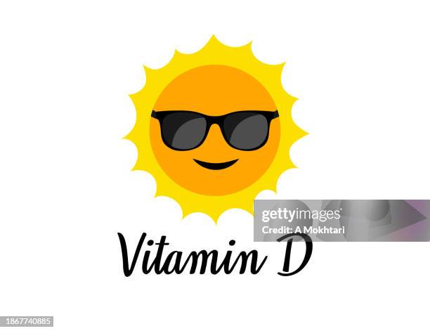 sun with sunglasses, vitamin d. - vitamin d stock illustrations