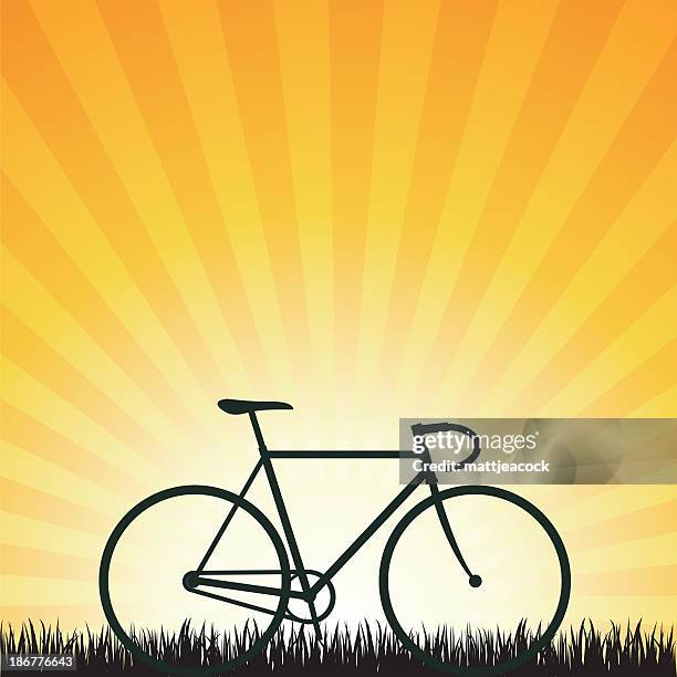 cycle silhouette - turf background stock illustrations