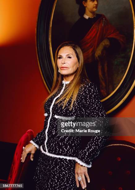 Business Woman Mouna Ayoub poses for a portrait shoot on November 6, 2023 in Paris, France.