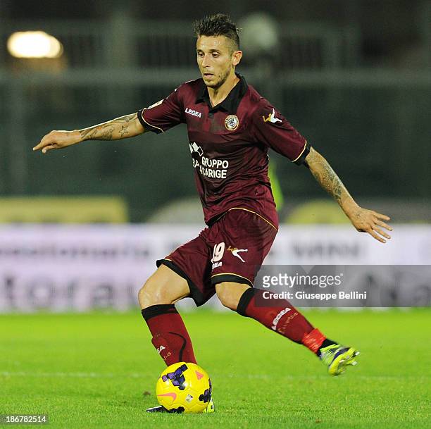 Leandro Greco of Livorno in action during the Serie A match between AS Livorno Calcio v Torino FC at Stadio Armando Picchi on October 30, 2013 in...