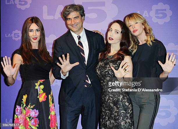 Silvia Toffanin, Giancarlo Scheri, Chiara Francini and Alessia Marcuzzi attend Fashion Style TV Show Photocall on November 4, 2013 in Milan, Italy.