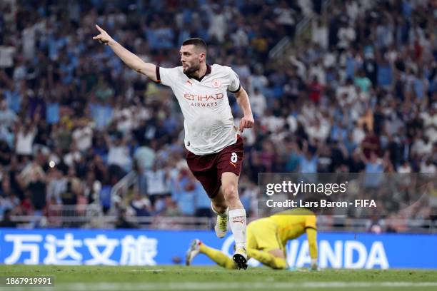 Mateo Kovacic of Manchester City celebrates after scoring their sides second goalduring the FIFA Club World Cup Saudi Arabia 2023 Semi-Final match...