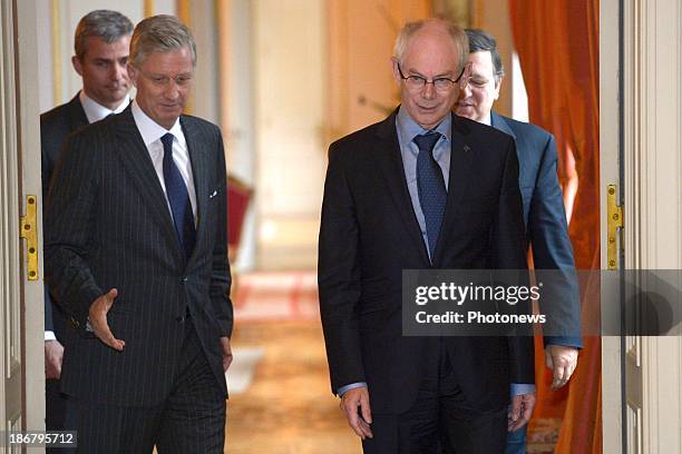 King Philippe of Belgium meets with President of the European Council Herman Van Rompuy and President of the European Commission Jose Manuel Barroso...