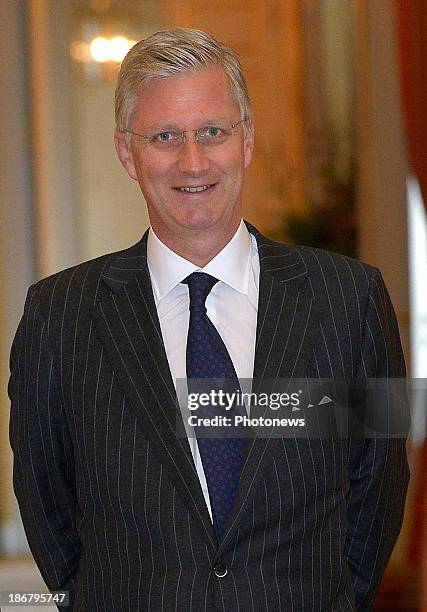 King Philippe of Belgium is pictured after his meeting with President of the European Council Herman Van Rompuy and President of the European...