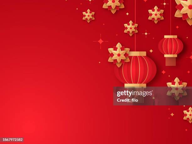 stockillustraties, clipart, cartoons en iconen met chinese new year lantern background - chinese elements