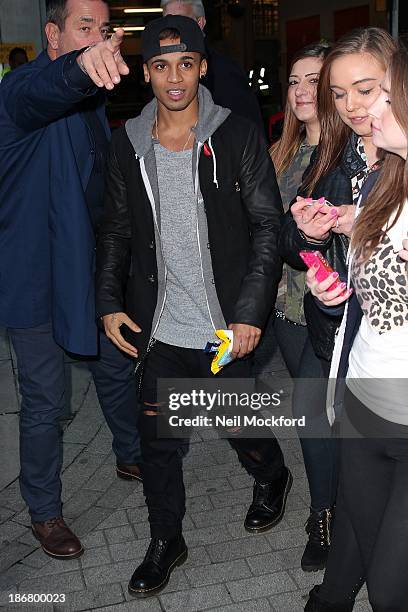 Aston Merrygold seen at BBC Radio One on November 4, 2013 in London, England.