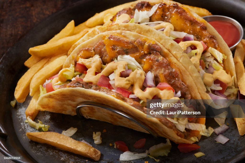 The Viral Smash Ground Chicken Cheese Burger Taco