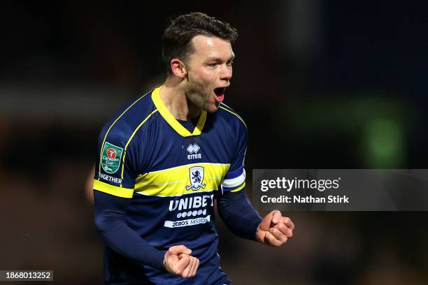 Johnathan Howson of Middlesbrough celebrates after scoring their sides first goal during the Carabao Cup Quarter Final match between Port Vale and...