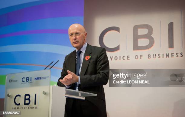 Chairman of the RBS Group, Sir Philip Hampton, addresses the delegates at the annual Confederation of British Industry conference in central London...