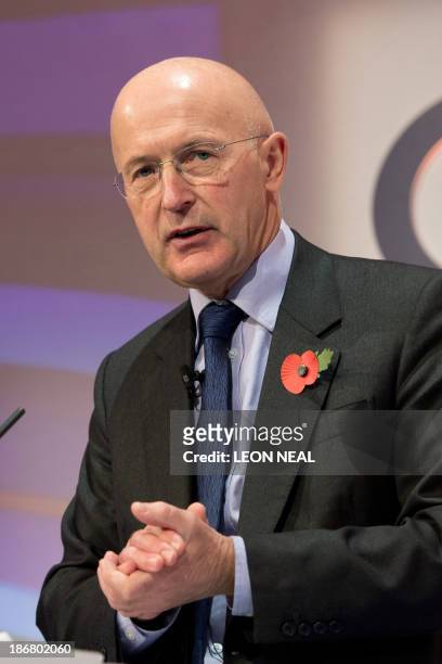Chairman of the RBS Group, Sir Philip Hampton, addresses the delegates at the annual Confederation of British Industry conference in central London...
