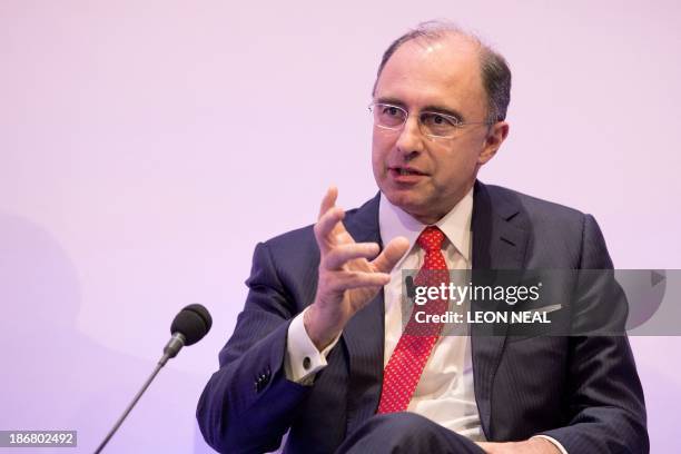 Chief Executive of the London Stock Exchange Group, Xavier Rolet, addresses the delegates at the annual Confederation of British Industry conference...