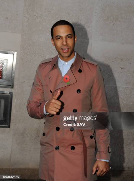 Marvin Humes sighted at BBC Radio One studios on November 4, 2013 in London, England.