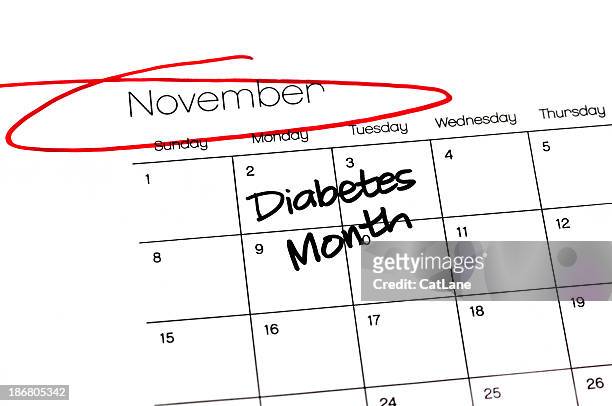 calendar series diabetes month - diabetes month stockfoto's en -beelden