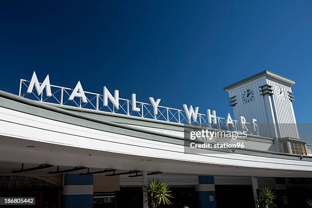 manly wharf, ferry port, sydney, australia - manly beach stock pictures, royalty-free photos & images