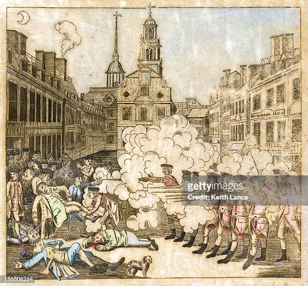 boston massacre, 1770 - boston massacre stock illustrations