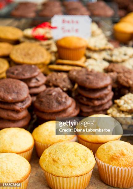 cookies at a bake sale - bake sale stock pictures, royalty-free photos & images