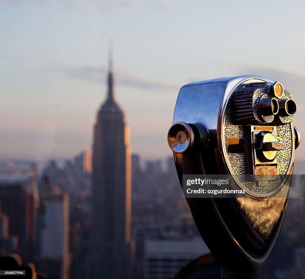 Coin operated binoculars and Empire State Building