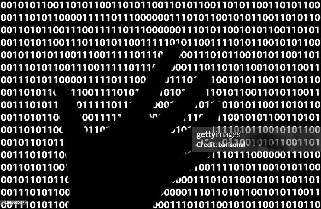 Hand Code Portrait A Silhouette Of A Persons Hand Through The Lines Of Code High-Res Stock ...
