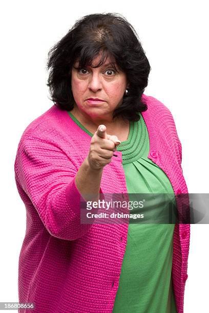 serious woman points at camera - shaking finger stock pictures, royalty-free photos & images