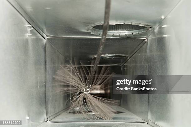 residential hvac duct cleaning with a power brush - cleaning bildbanksfoton och bilder