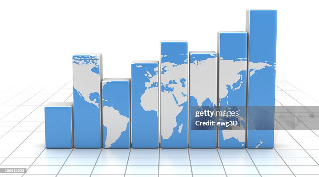 Rising Graph With World Map High-Res Stock Photo - Getty Images