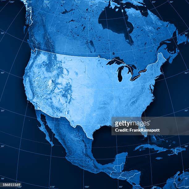 estados unidos mapa topographic - américa del norte fotografías e imágenes de stock