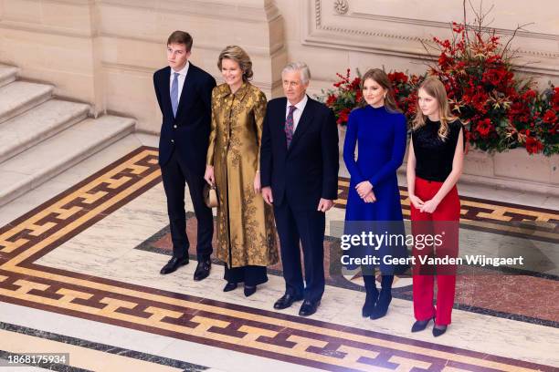 Prince Emmanuel of Belgium, Queen Mathilde of Belgium, King Philippe of Belgium, Princess Elisabeth of Belgium and Princess Eleonore of Belgium host...