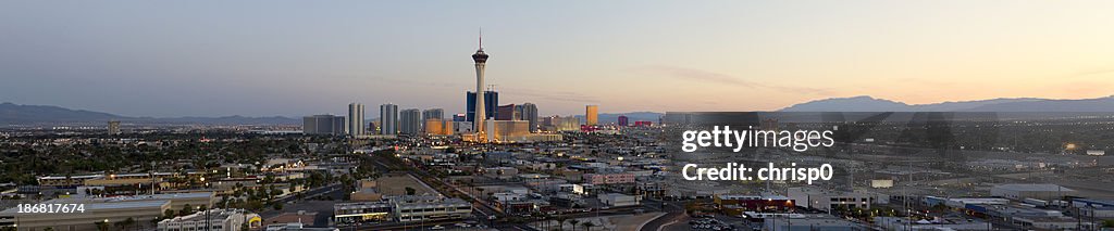 Aerial Panoramic View of Las Vegas at Sunset