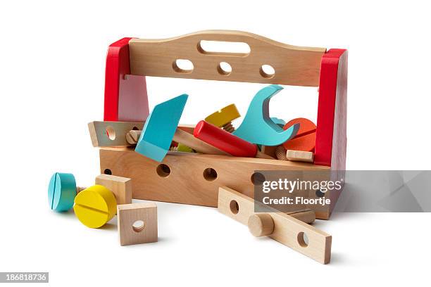 jouets: outils de travail bois - jouet photos et images de collection