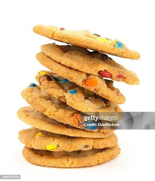 cookie stack - chocolate chip cookie on white stock pictures, royalty-free photos & images