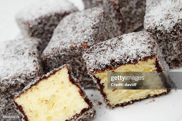 lamingtons - lamington cake stock pictures, royalty-free photos & images