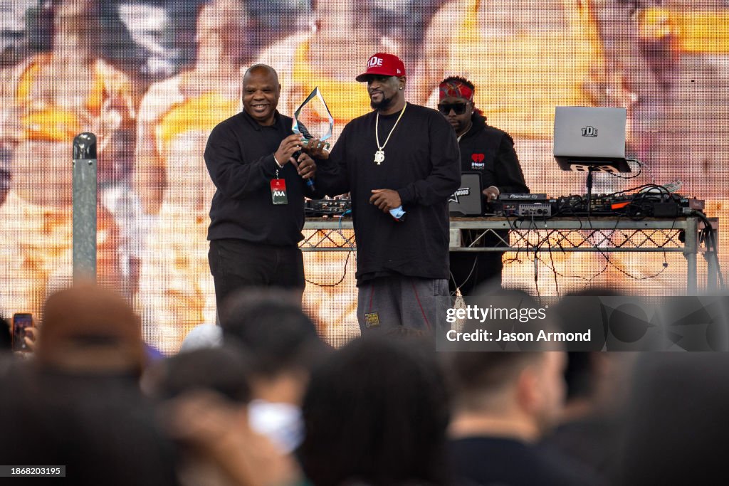 Top Dawg Entertainment (TDE) throws its 10th annual toy drive and concert featuring SZA, Jay Rock, YG and other TDE artists performing followed by a gift giveaway to kids in the Nickerson Gardens housing projects