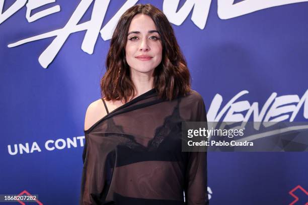 Spanish actress Macarena García attends the Madrid premiere of "Vestidas de Azul" at Cine Callao on December 19, 2023 in Madrid, Spain.