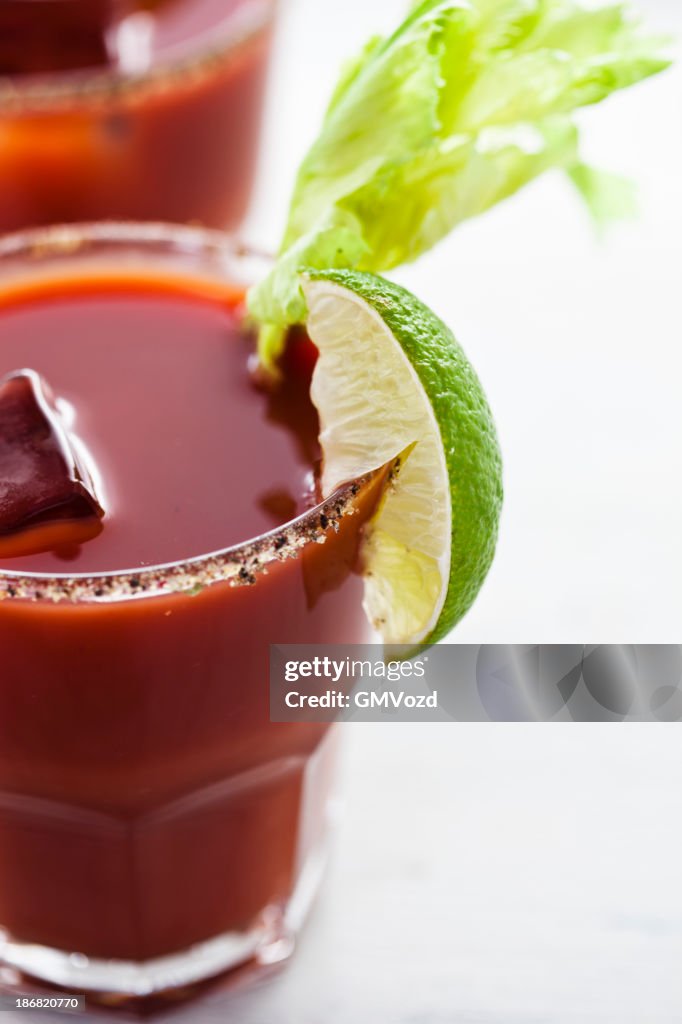 Bloody Mary or Caesar Cocktail  with Lime, Celery  and ice