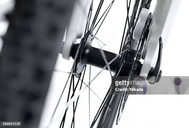 mountain bike wheel - bike handle stock pictures, royalty-free photos & images