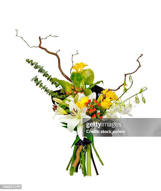 modern flower bouquet - orchid arrangement stock pictures, royalty-free photos & images