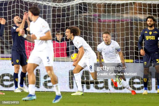 Matteo Elisa Kenzo Guendouzi Olie' of SS Lazio celebrates after scoring a goal during the Serie A TIM match between Empoli FC and SS Lazio at Stadio...