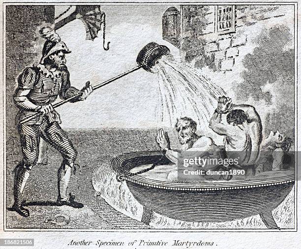 torture boiled alive - medieval torture stock illustrations