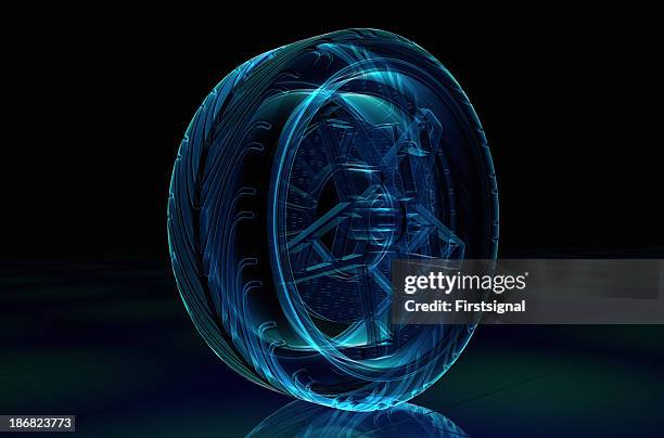 a digital example of a brake system in blue - car wheels stock pictures, royalty-free photos & images