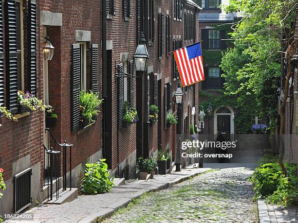 boston hill - acorn street boston stock pictures, royalty-free photos & images