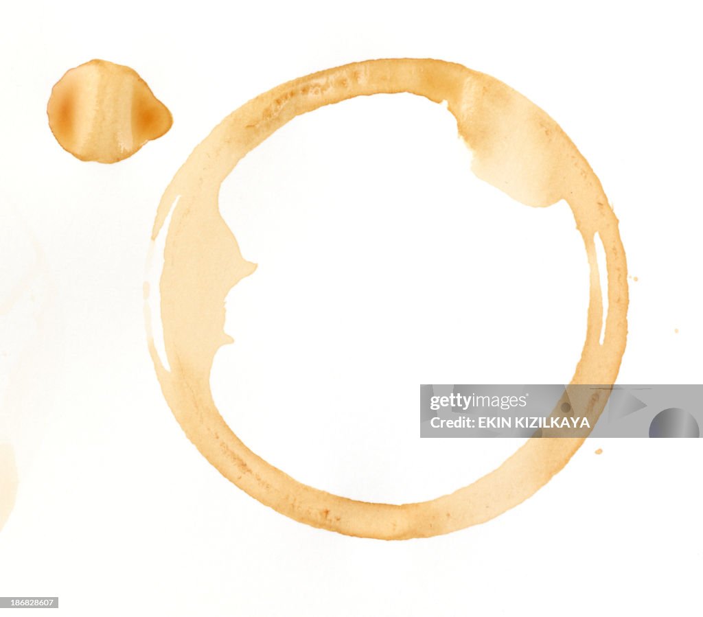 A coffee stain on a white background