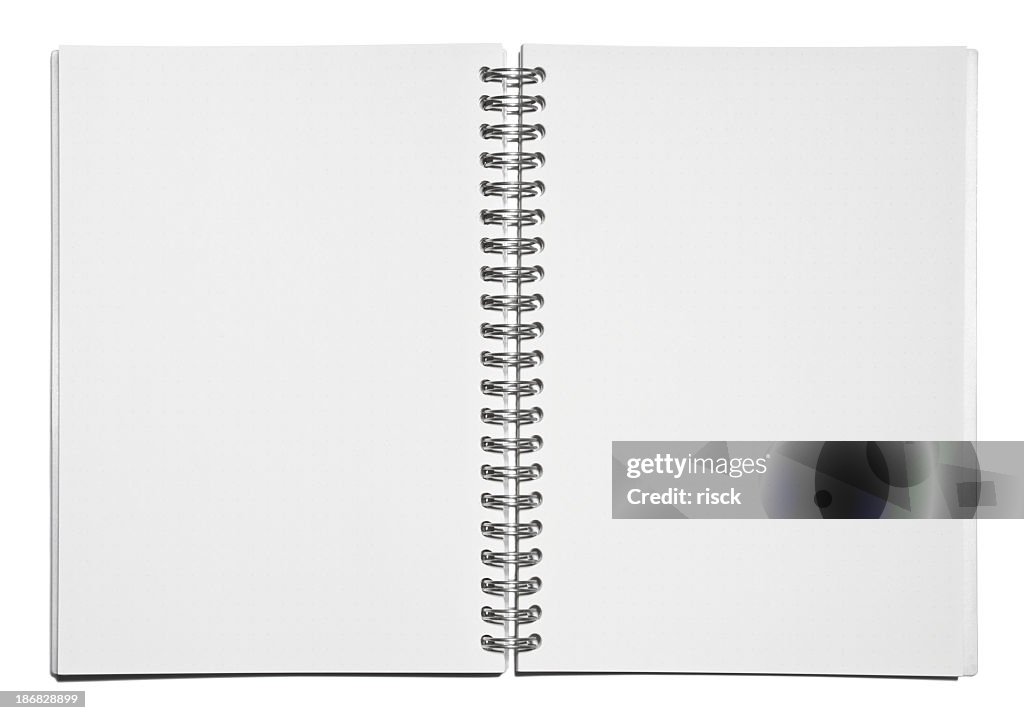 Template of blank spiral notebook pages