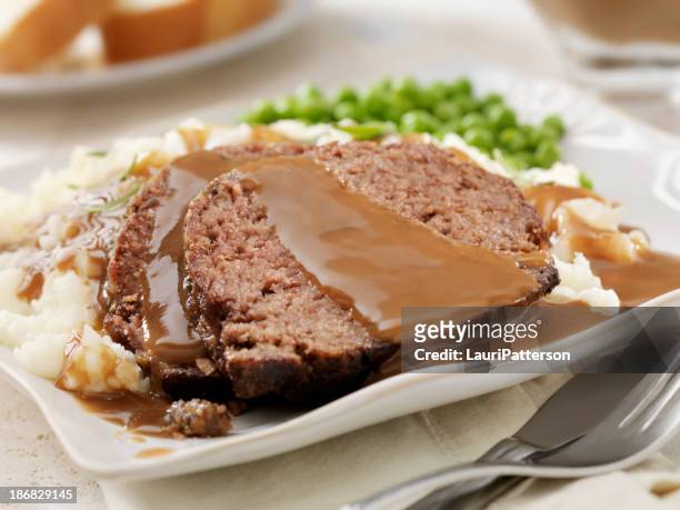 meatloaf dinner - meat loaf stock pictures, royalty-free photos & images