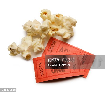 Popcorn kernels and two ticket stubs Popcorn kernels and two ticket stubs